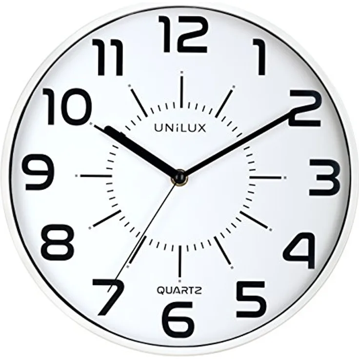 Unilux Wanduhr pop 28,5cm in weiss, großes Ziffernblatt, ohne Ticken