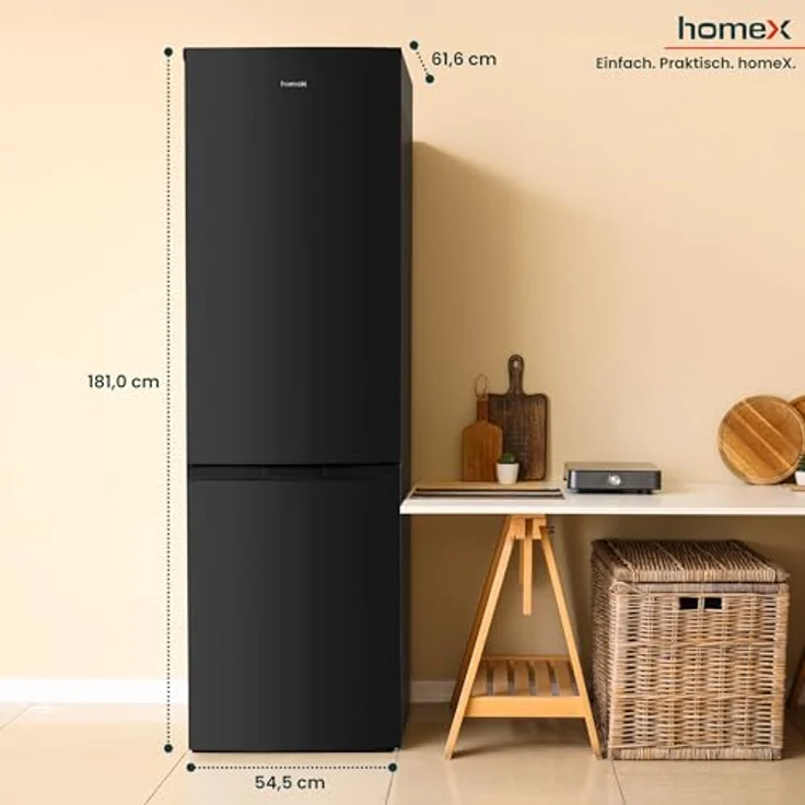 homeX CFSN2531C-B Kühlschrank mit Gefrierfach, 253 Liter, No Frost, freistehend, schwarz – Bild 6