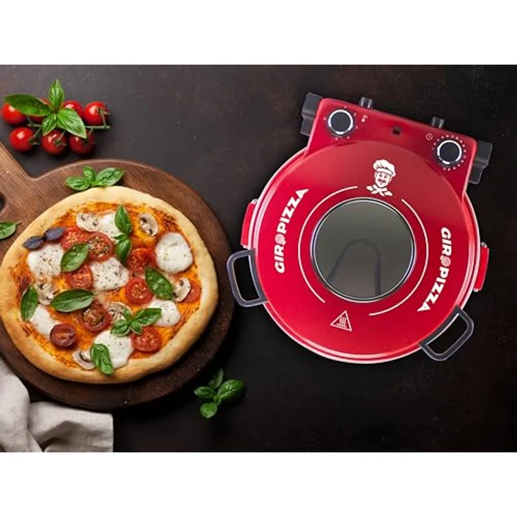 Beper P101CUD301 Pizzaofen mit Bullauge, 400°C, 31 cm Keramikplatte, 5 Kochstufen, 15-Minuten-Timer, wärmeisolierte Griffe, Edelstahlpaddel – Bild 8
