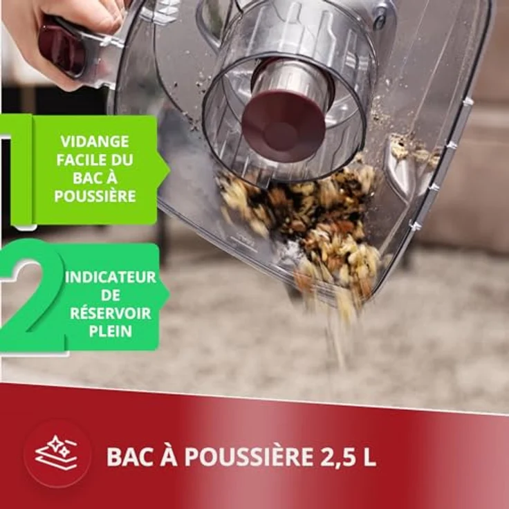 MPM MOD-61, Beutelloser Zyklon-Staubsauger mit 850 W, HEPA-Filter und 2,5 L Staubbehälter, rot – Bild 4