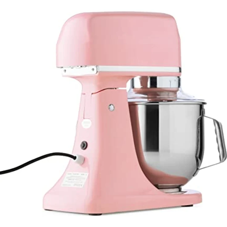 Maxima Planetenmixer 7 l, Küchenmaschine in pastellrosa mit Edelstahl-Rührschüssel, 11 Geschwindigkeiten, ideal für bis zu 2 kg Teig – Bild 4
