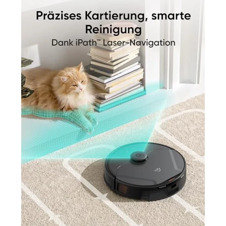 eufy Clean X8 Pro Saugroboter mit Wischfunktion, Twin-Turbine™ 2× 4.000Pa Saugkraft, aktiver Entwirrungs-Bürste und iPath™ Laser-Navigation für Tiefenreinigung von Tierhaaren auf Teppichen – Bild 4