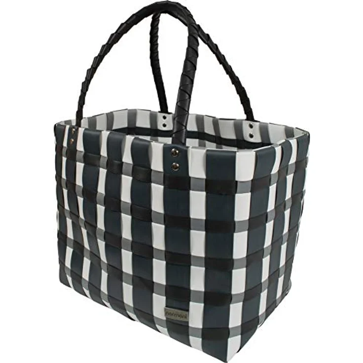 normani Einkaufstasche geflochten mit Henkeln, extra robuster Kunststoffkorb, 20L Volumen, Farbe Classic/Thin Grey – Bild 2