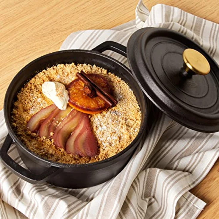 Russell Hobbs RH02524BEU7 Gusseisenhalstopf mit Deckel, 24cm ml, geeignet für Induktion, Chargenkocher für große Familien Suppen/Auflauf, ofenfest bis 240 °C, 3.4 l, ausgezeichnete Wärmespeicherung – Bild 4