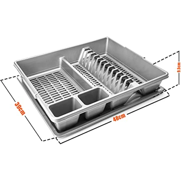 BigDean Abtropfgestell Geschirr Abtropfgitter Schale grau 48x39x9,5cm (LxBxH) Geschirrkorb Abtropfkorb für Spüle - aus bruchsicherem Kunststoff Made in Europe – Bild 5