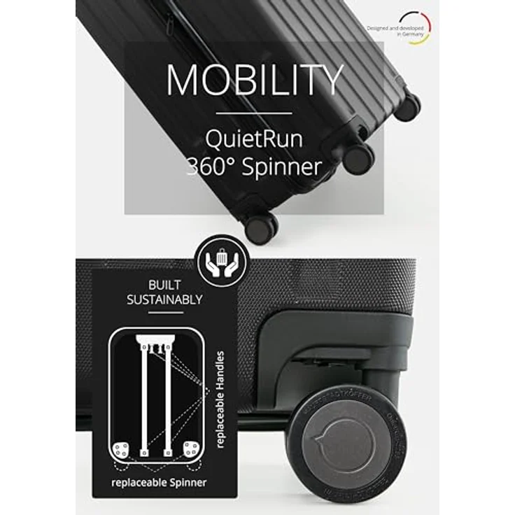 Hauptstadtkoffer Q-Damm - Mittelgroßer Hartschalenkoffer, TSA, 4 Rollen, Check-In Gepäck mit 6 cm Volumenerweiterung, 68cm, 89 L, Schwarz – Bild 5