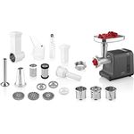 ETA Fleischwolf Besto I 5 in 1 Küchenmaschine I 2500 W I 5 Edelstahl - Einsätze I Schmalz I Wurst I Obst I Gemüse I Beeren- & Saftpresse, Edelstahl