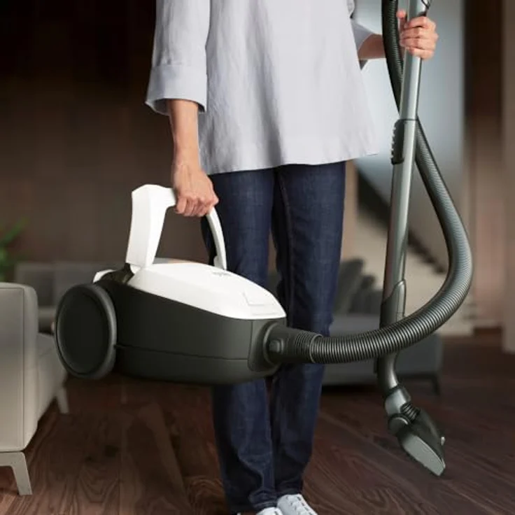 AEG VX82-1-ALR Staubsauger mit Beutel (Automatische Saugkraftregulierung, extrem leise auch auf Teppich, Aufnahme von großen + kleinsten Partikeln, langes Kabel, 55% Recyclingmaterial, 600W, weiß) – Bild 3