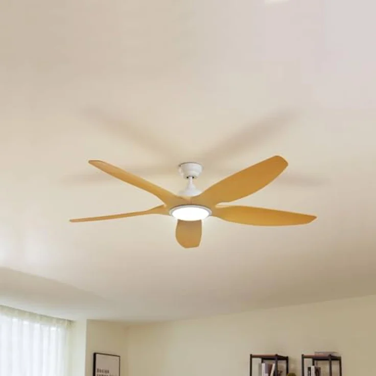 Lucande Omendo 10022120, LED Deckenventilator mit Dimmfunktion und Fernbedienung, 152 cm, weiß, 1-flammig, für Räume bis 15 m² – Bild 3