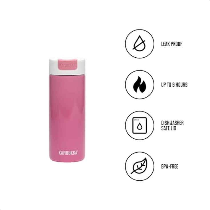Kambukka OLYMPUS Macaron Pink, Vakuumisolierte Thermosflasche, 500 ml mit Switch-Deckel, Snapclean-Technologie und 6 Stunden Wärmespeicherung – Bild 4