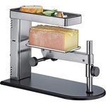 SPRING Raclette Ofen | Schweizer Raclette-Gerät | Edelstahl | stufenlos höhenverstellbar | mit antihaftbeschichteter Grillplatte | inklusive Käseschaber | Käse Schmelzer | 36×17×25cm