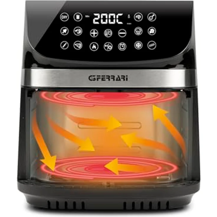 G3 Ferrari G10215 Friggisano Star Heißluftfritteuse, 9 Liter, 2200 W, 12 Programme, Digitalanzeige, Temperatur 80°–200°C, 60-Minuten-Timer, Doppelheizung, Rezeptbuch inklusive – Bild 5
