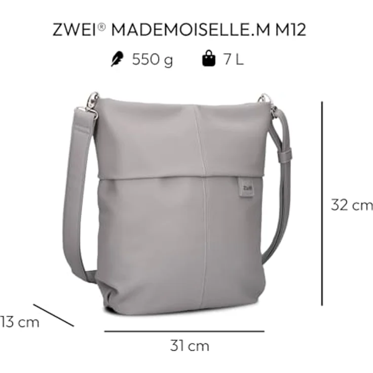 Zwei Handtasche Mademoiselle M12, praktische und leichte Handtasche in Grau – Bild 2