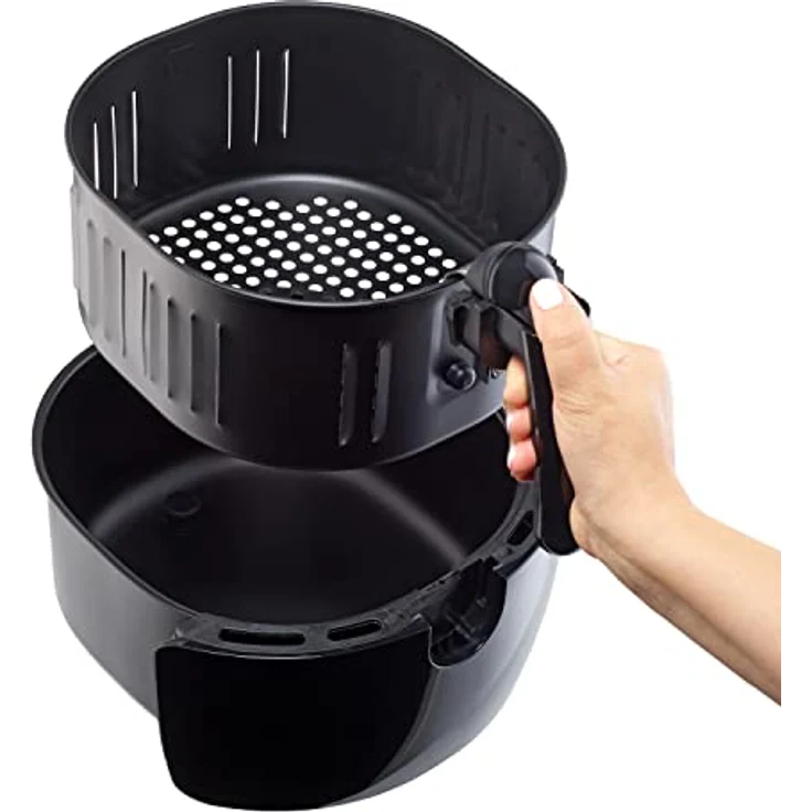 Monzana Heißluftfritteuse 6,5 Liter 1850 W mit Kuchenform Pizzapfanne Grillrost Schwarz – Bild 4