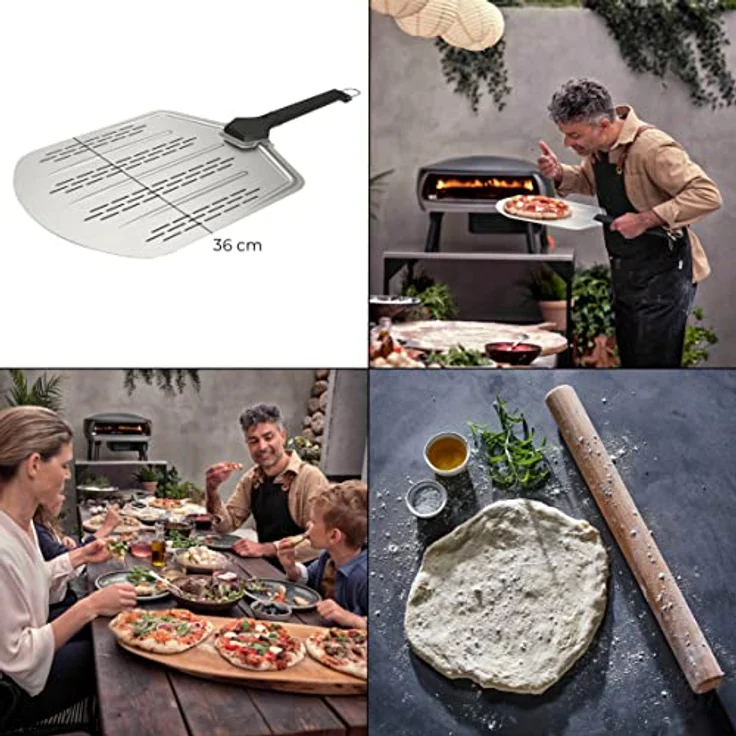 POWERHAUS24 Pizza-Schieber aus Aluminium, 36 cm breit, abnehmbarer Griff (klick), Profiqualität – Bild 3