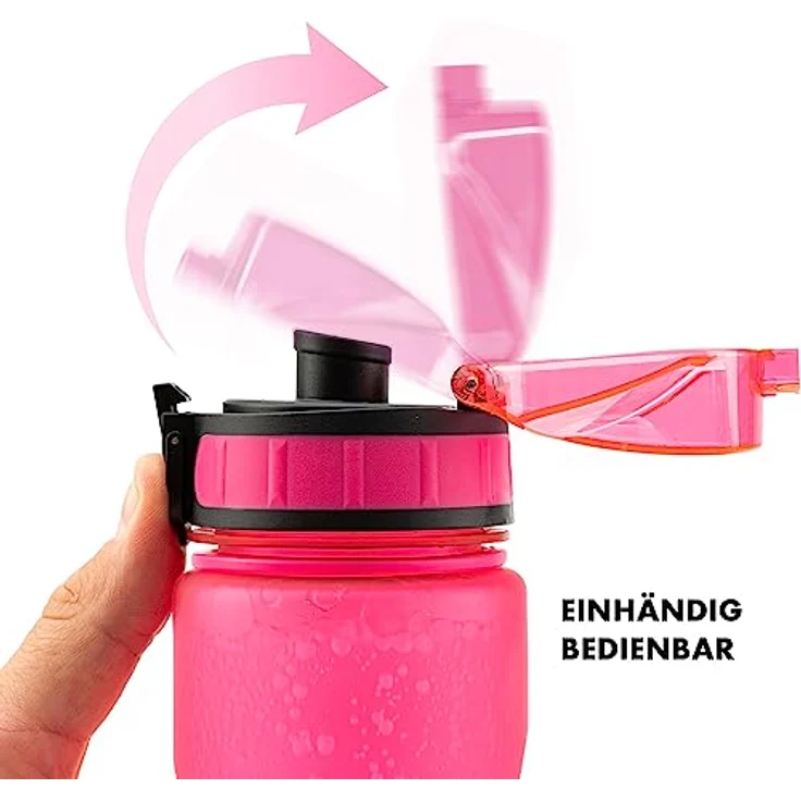 Lyseren Kindertrinkflasche 600 ml Trinkskala auslaufsicher Fruchtfilter Pink – Bild 4