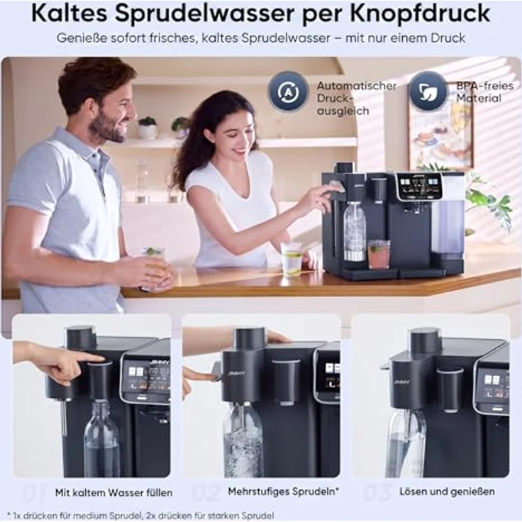 JIMMY M9 Pro + S9, Osmoseanlage mit Wassersprudler, 7-stufige Filterung, 3-Sekunden-Heizung, Echtzeit-TDS-Anzeige, Tischdesign, koloriertes Wasser – Bild 5
