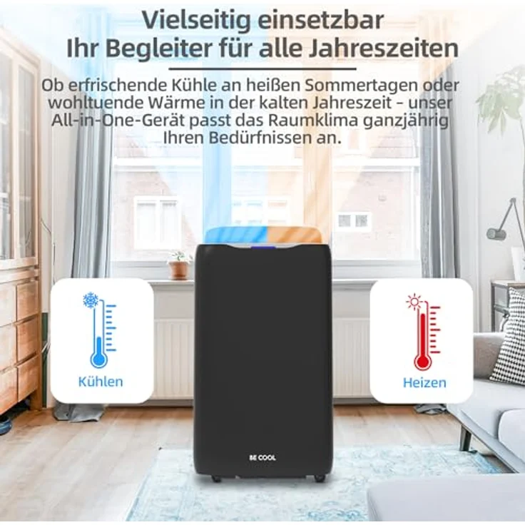 BE COOL 4in1 Klimagerät BC14KL2402FW, 14.000 BTU, Heizfunktion, WiFi-Steuerung, Fernbedienung, bis 125 m³, schwarz – Bild 5