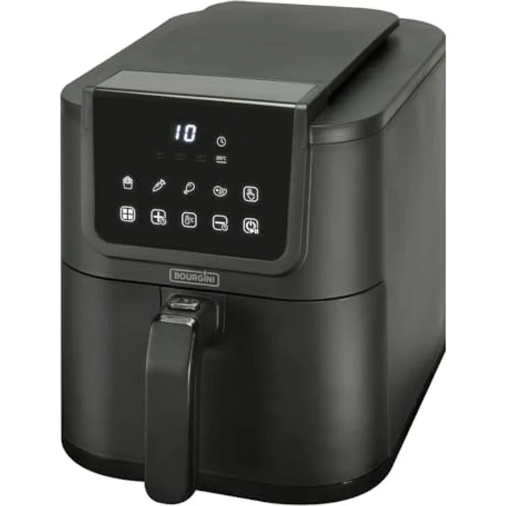 BOURGINI Luftfritteuse mit Keramikbeschichtung, 5 Liter, schmales Format, 35% kompakter, 1500 W, ideal für ein ungiftiges Zuhause – Bild 1