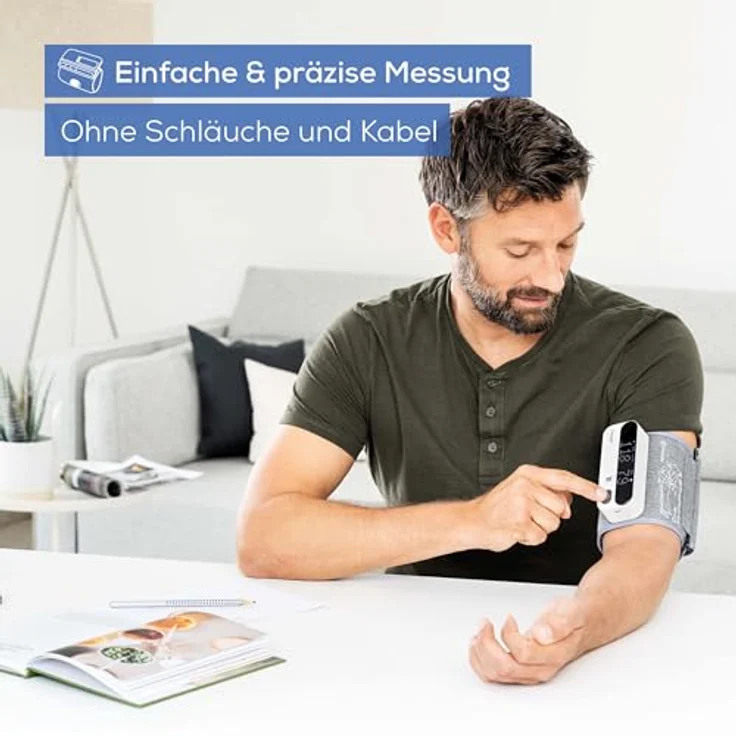 Beurer BM 59 Oberarm-Blutdruckmessgerät, innovative Manschette ohne Schläuche und Kabel, LED-Risikoindikator, Arrhythmie-Erkennung, für Oberarmumfänge von 22-42 cm, mit App-Anbindung - Preisvergleich – Bild 2