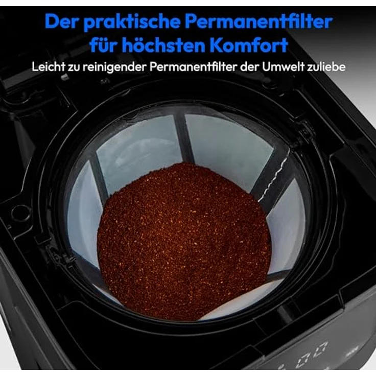 MEDION MD18458 Kaffeemaschine mit Thermoskanne und Timer, 8 Tassen, 1,2 Liter, 900 Watt, schwarz – Bild 3