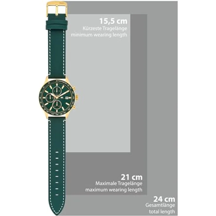 Rhodenwald & Söhne Herren Uhr analog Japan Quarzwerk mit Echtleder grün Armband und Chronograph-Funktion, wasserdicht 10 ATM – Bild 3