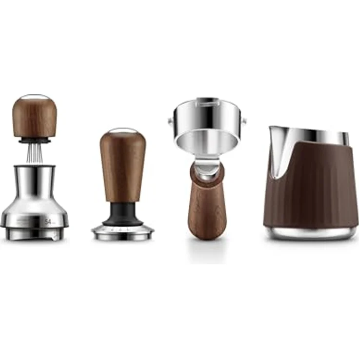 Sage The Naked Portafilter 54 mm, bodenloser Siebträger aus Walnussholz und Edelstahl, Braun/Silber – Bild 8