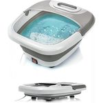 TZS First Austria Klappbares Fußsprudelbad mit Heizung | Grau | Vibration & Sprudelfunktion | Fuß-Massage-Gerät | Fußbadewanne | max. 45°C | Pediküre