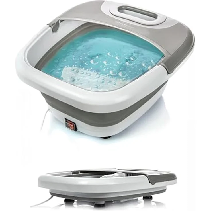 TZS First Austria Klappbares Fußsprudelbad mit Heizung | Grau | Vibration & Sprudelfunktion | Fuß-Massage-Gerät | Fußbadewanne | max. 45°C | Pediküre – Bild 1