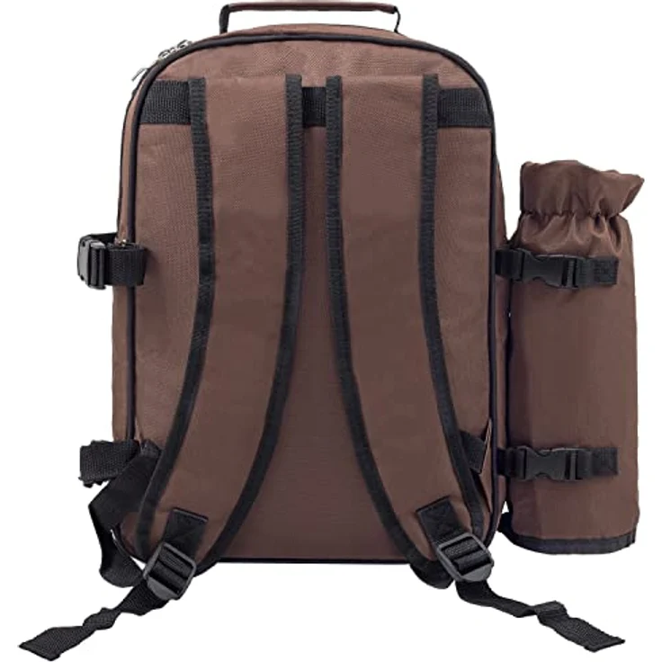 Ohne Picknickdecke Braun  anndora Picknickrucksack Rucksack braun retro und Zubehör 15 teilig  2 Personen – Bild 4