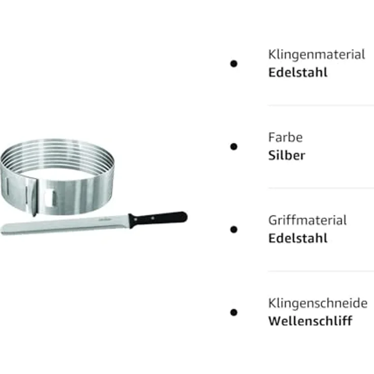 Zenker Tortenboden-Schneidhilfe-Set, mit Konditor- bzw. Glasurmesser Patisserie, Profi-Tortenmesser zum Schneiden für Schicht-Torten, Torten-Zubehör aus Edelstahl, Menge: 1 Stück, Farbe: silber – Bild 5