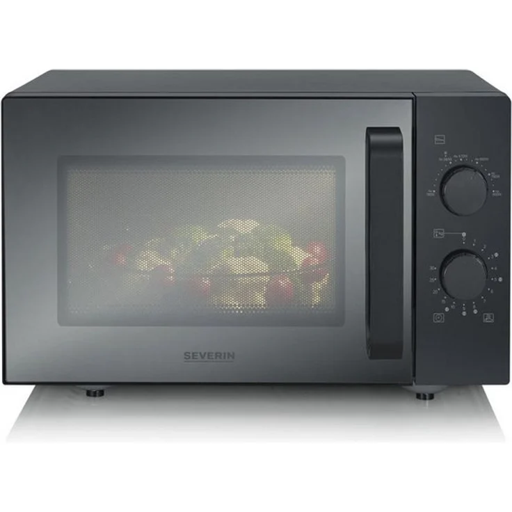 Severin MW 7789, Solo-Mikrowelle mit 25 Litern Garraum, 800 Watt und 6 automatischen Programmen, schwarz