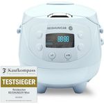 Reishunger Digitaler Reiskocher klein, hellblau | 0,6 L bis 3 Personen | Warmhaltefunktion, Timer & Premium Topf | Kleiner Multikocher & Dampfgarer, 8 Programme, 7-Phasen-Technologie