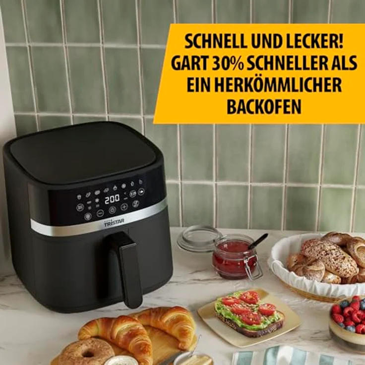 Tristar Digitale Heißluftfritteuse FR-9416, 6L, 8 Programme, LED-Touchscreen, PFAS-frei, automatische Abschaltung, spülmaschinenfest, 1700W – Bild 5