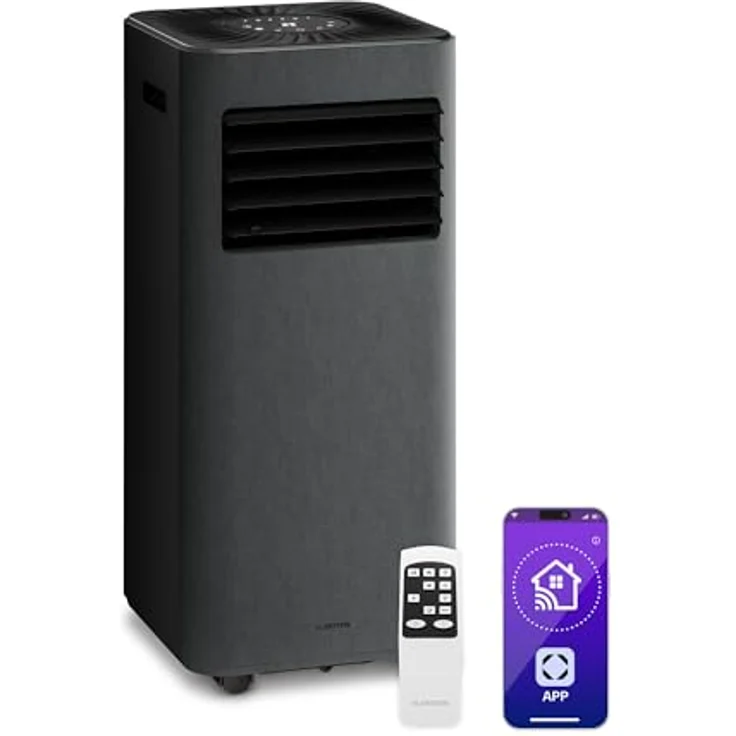 Klarstein AireLux Mobile Klimaanlage 9.000 BTU, 3-in-1: Kühlung, Entfeuchter & Ventilator, für Räume bis 33 m², Smart App & Sprachsteuerung, Dunkelgrau – Bild 1