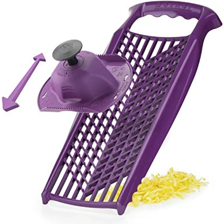 Börner Reibe PowerLine (Fein & Grob) • Küchenreibe für Gemüse, Obst und Käse • Gemüsereibe beidseitig verwendbar • Gemüsehobel • Käsereibe • Küchenhobel (Violett) – Bild 4
