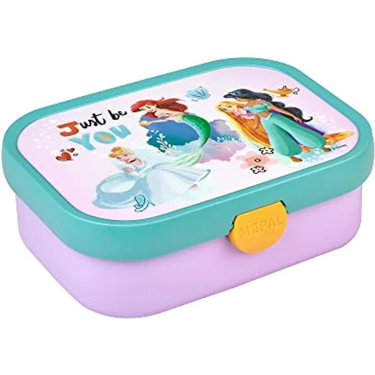 Mepal - Lunchbox Campus - Bento Lunchbox für Kinder - Brotdose mit Bento-Fach & Gabel - Meal Prep Box mit Clip-Verschluss - BPA-frei & Spülmaschinenfest - 750 ml - Disney Princess – Bild 1