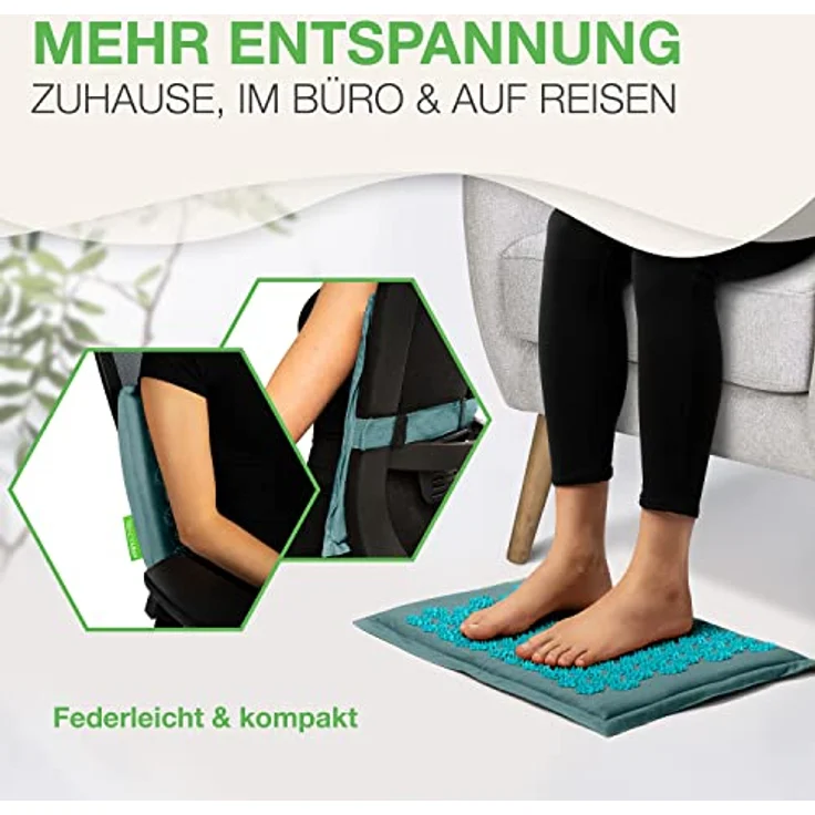 BACKLAxx® Akupressurmatte Fußmatte (Massage Matte für Fussmassage, Rücken) - 54 x 34 x 2 cm, 2.116 Spitzen, Schwarz – Bild 5