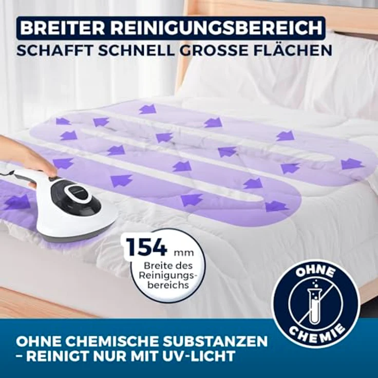 DS Produkte CLEANmaxx Milbensauger Vibration - entfernt 99,9 % aller Milben - mit UV-C-Licht, Handstaubsauger in Weiß – Bild 9