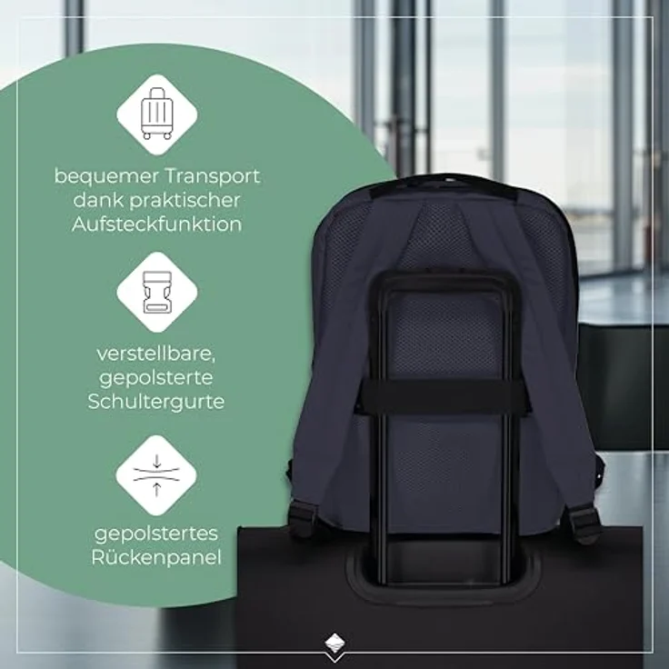 travelite Daypack BASICS Plane RV, Freizeitrucksack mit Laptopfach für Geräte bis 14", wasserabweisend, Sicherheitsfach, in trendigen Farben erhältlich – Bild 6