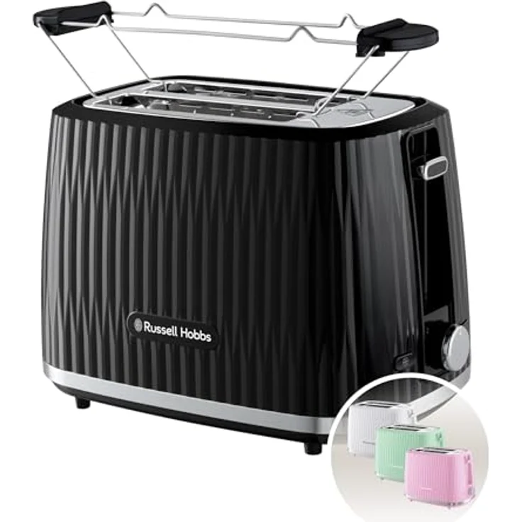 Russell Hobbs Toaster Eden (6 Bräunungsstufen, Hebefunktion, Auftau-, Aufwärm- & Stoppfunktion, Krümelschublade, Brötchenaufsatz, Schwarz) – Bild 2