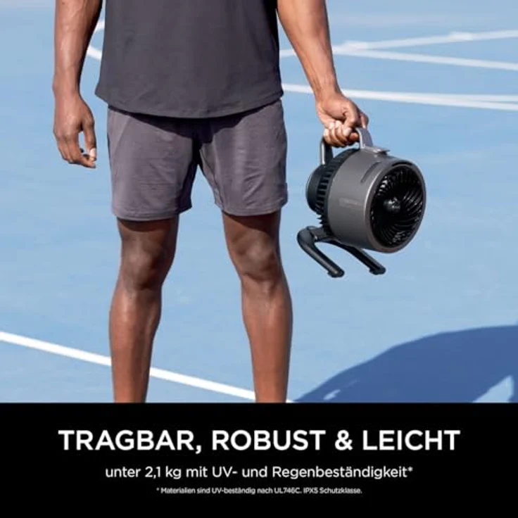 Shark FlexBreeze HydroGo Starker Ventilator mit Sprühnebel, Kühlung für drinnen & draußen, leise & langlebig, kabelgebunden & kabellos, kompakt & leicht, bis zu 20 m Luftstrom, Anthrazit FA050EU – Bild 2