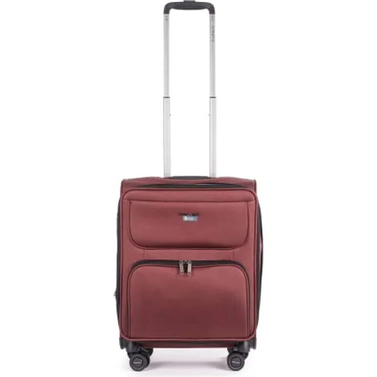 Stratic Bendigo Light+ Koffer Weichschale Reisekoffer Trolley Rollkoffer Handgepäck, TSA Kofferschloss, 4 Rollen, Erweiterbar, Größe S, Redwine