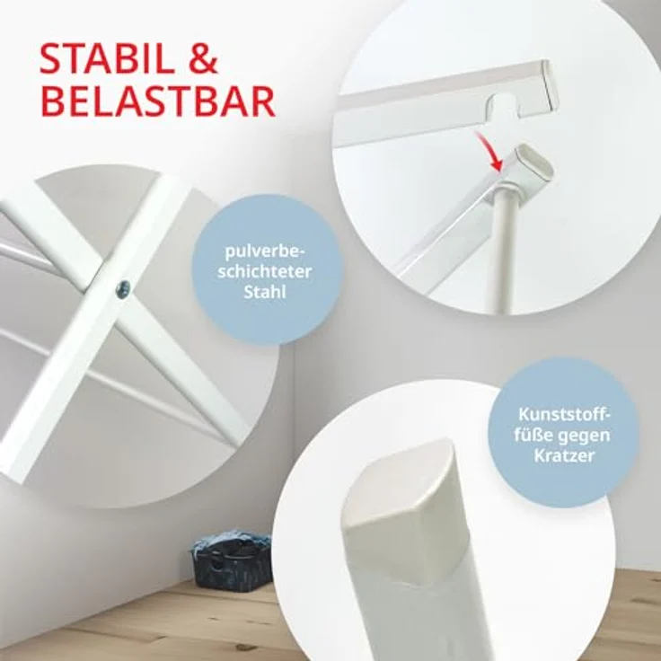 Grafner Wäscheständer klappbar und platzsparend, 11 Stangen, 6 Ebenen, robuster Stahlrahmen, kompakt Metall Wäscheständer Turm für kleine Räume und Camping – Bild 5