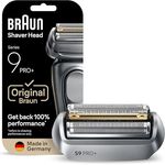 Braun Series 9 PRO+ Ersatzscherkopf 96M, Original Scherkopf für Elektrorasierer, Kompatibel mit allen Braun Series 9 Rasierern, silber, Hergestellt in Deutschland, 100% Rasierleistung, Präzisionsklingen für sanfte Rasur