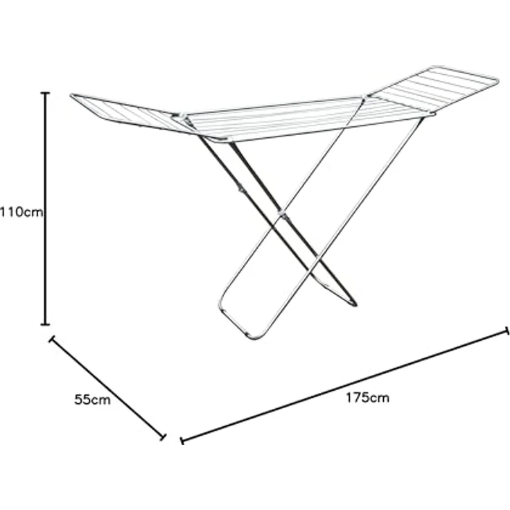 MSV Flügelwäscheständer 180x48x105cm 18m aus Edelstahl-PP in Silber-blau, 180x105x48 cm – Bild 6