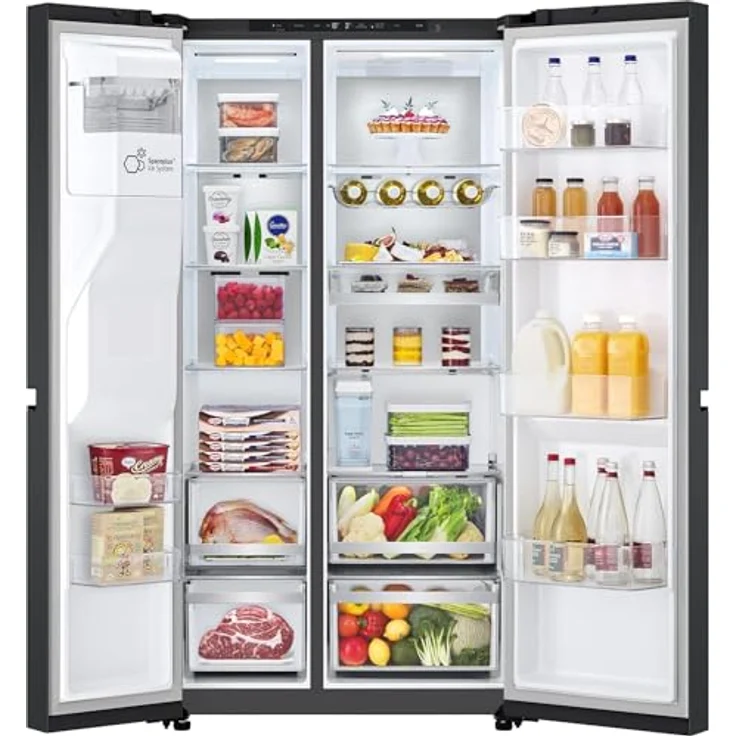 LG GSLE91EVAC Side-by-Side Kühlschrank, 628 l, No-Frost, Eis- & Wasserspender, WLAN, Energieklasse C, schwarz – Bild 2