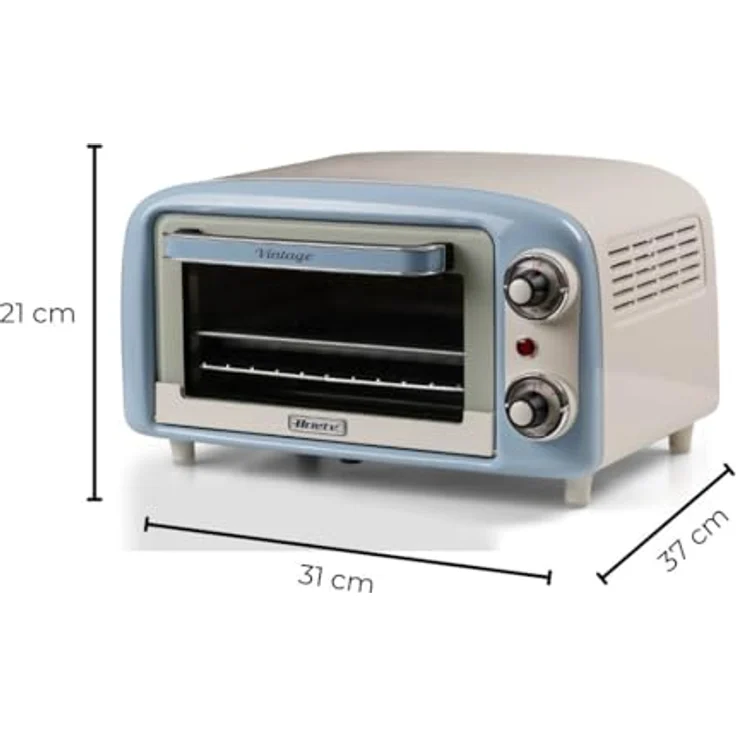 Ariete 3919 Vintage Minibackofen, 10 L Fassungsvermögen, 230°C, 60-Minuten-Timer, Edelstahl-Grill, Himmelblau – Bild 3
