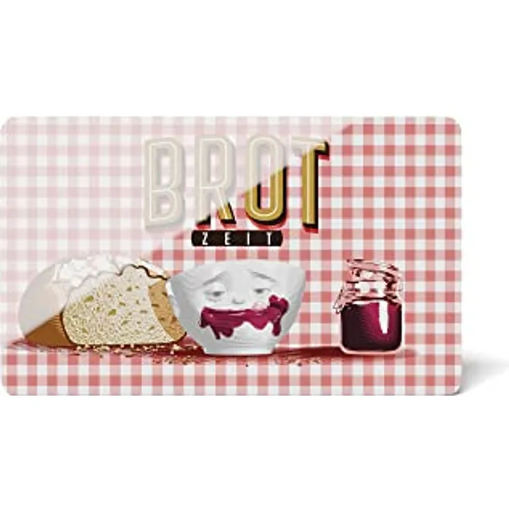 FIFTYEIGHT PRODUCTS / Frühstücksbrettchen „Brotzeit“ (Resopal, 23,4cm x 14,3cm, 0,5cm; Hintergrund: Rot-Weiß Karriert, Made in Germany)