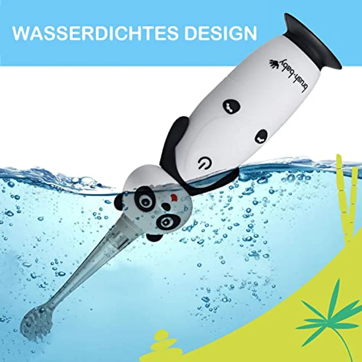 Brush-Baby Elektrische Zahnbürste WildOne, USB-Ladekabel, wasserdicht, Panda Design – Bild 6